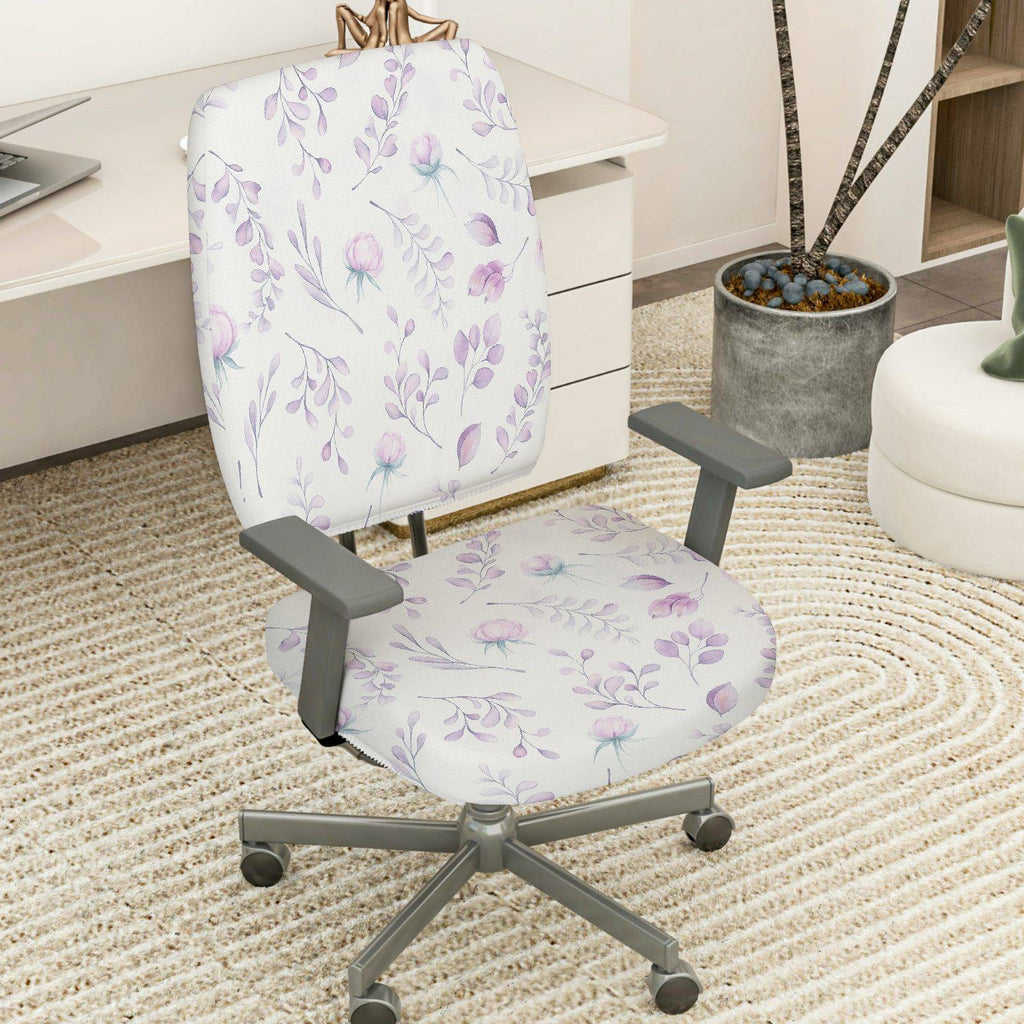 2-Piece Floral Pastel Elegant  Computer Chair Cover Set, Seat and Backrest