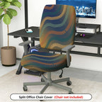 2-Piece Abstract Colorful Geometric Wave Pattern  Computer Chair Cover Set, Seat and Backrest