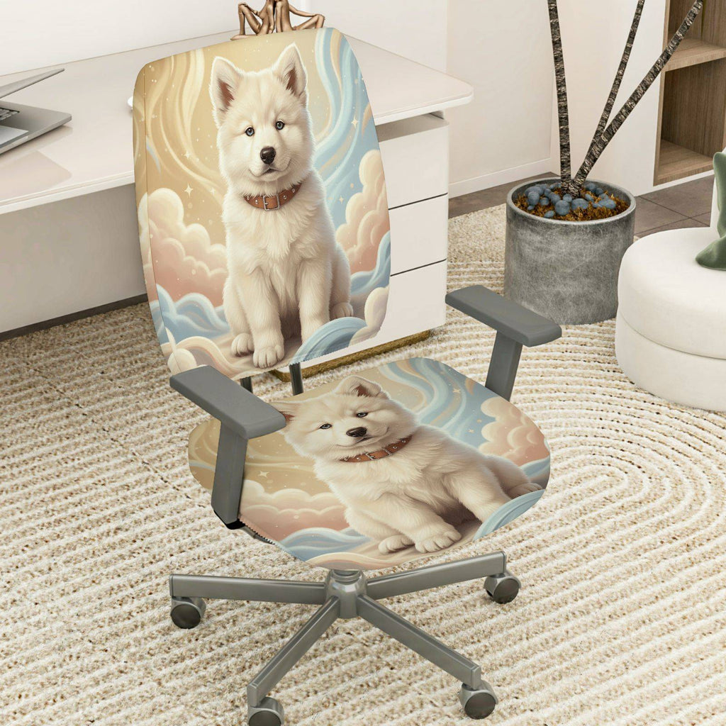 2-Piece Cute Dog Cloud Fantasy Dream Art  Computer Chair Cover Set, Seat and Backrest