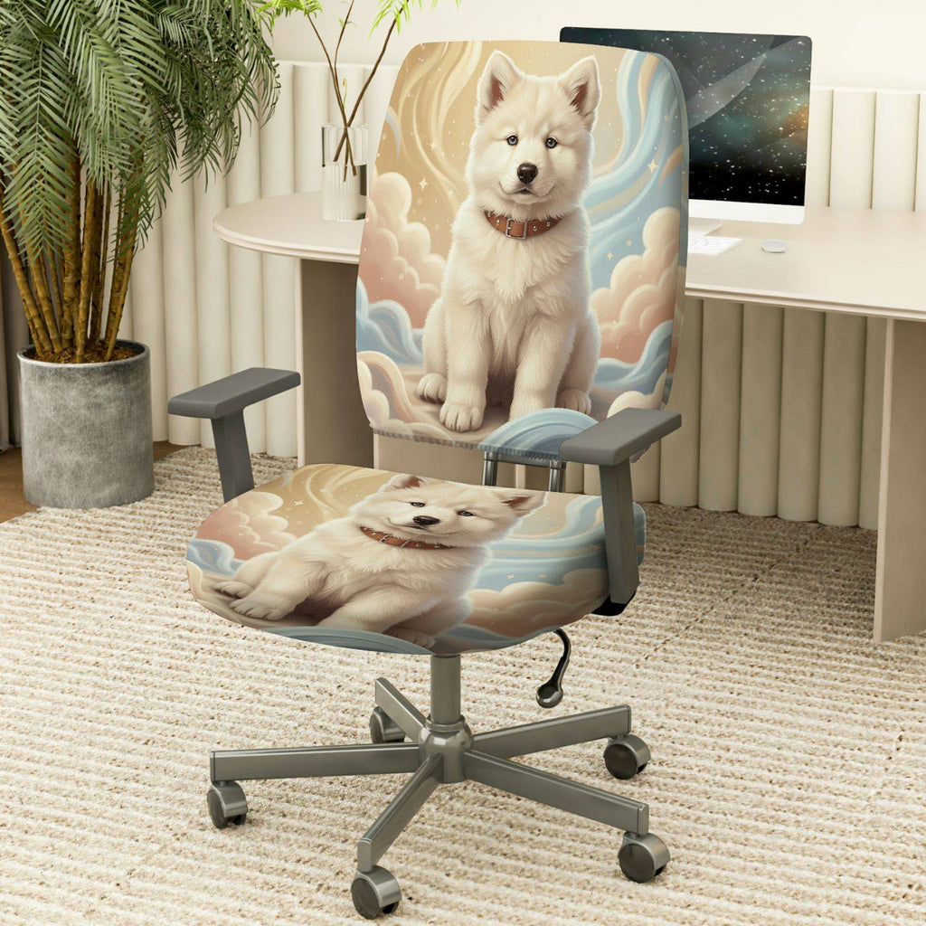 2-Piece Cute Dog Cloud Fantasy Dream Art  Computer Chair Cover Set, Seat and Backrest