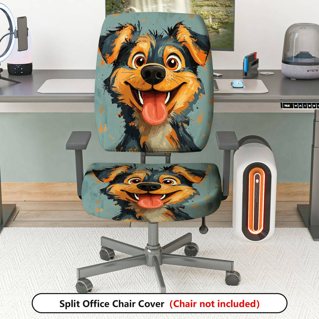 2-Piece Dog Pet Animal Funny Art Colorful  Computer Chair Cover Set, Seat and Backrest