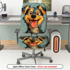 2-Piece Dog Pet Animal Funny Art Colorful  Computer Chair Cover Set, Seat and Backrest