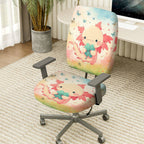 2-Piece Cute Axolotl Clover Flowers Butterflies  Computer Chair Cover Set, Seat and Backrest
