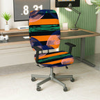 2-Piece Abstract Geometric Stripe Colorful Pattern  Computer Chair Cover Set, Seat and Backrest