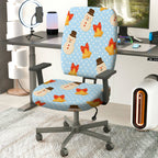 2-Piece Christmas Snowman Bell Polka Dots Decorative  Computer Chair Cover Set, Seat and Backrest