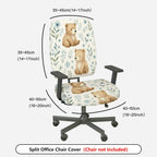 2-Piece Cute Bear Floral Nature Decorative  Computer Chair Cover Set, Seat and Backrest