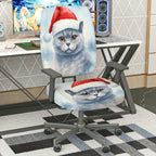 2-Piece Christmas cat festive design  Computer Chair Cover Set, Seat and Backrest