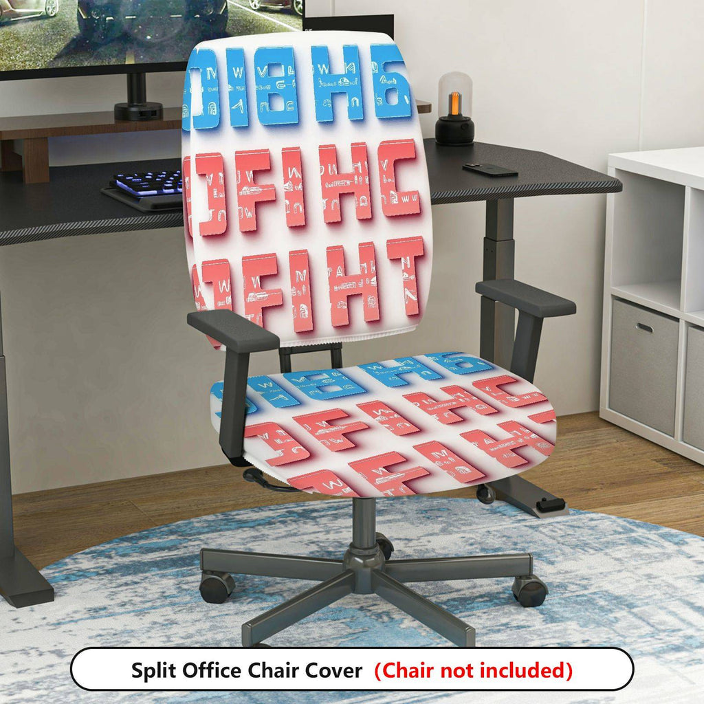 2-Piece 3D Letter Print Modern Abstract  Computer Chair Cover Set, Seat and Backrest
