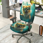 2-Piece Dog Underwater Fun Art Cute  Computer Chair Cover Set, Seat and Backrest