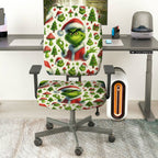 2-Piece Christmas Grinch Santa Tree Gift Decoration  Computer Chair Cover Set, Seat and Backrest