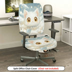 2-Piece Cute Cat Star Cloud Sky  Computer Chair Cover Set, Seat and Backrest