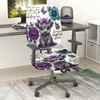 2-Piece Cute Cow Butterfly Floral  Computer Chair Cover Set, Seat and Backrest