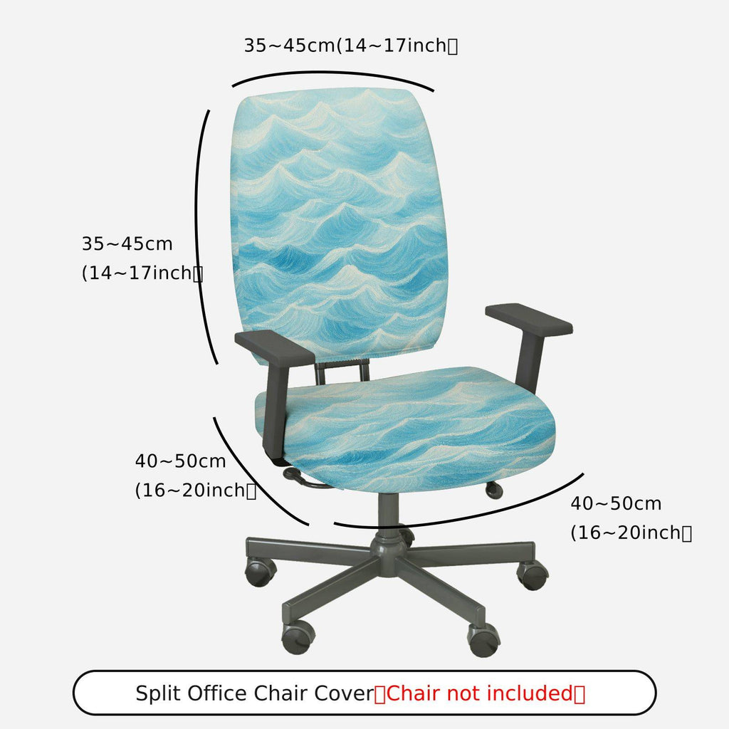 2-Piece Abstract Ocean Wave Blue Pattern  Computer Chair Cover Set, Seat and Backrest