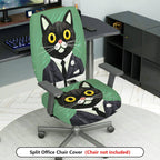 2-Piece Cat Business Suit Pattern Fun Creative Unique  Computer Chair Cover Set, Seat and Backrest