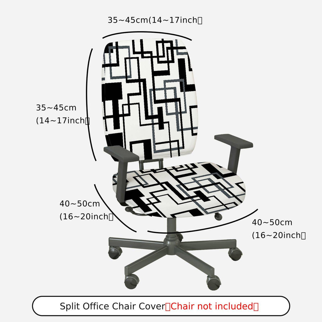 2-Piece Abstract Geometric Art Modern Stylish  Computer Chair Cover Set, Seat and Backrest