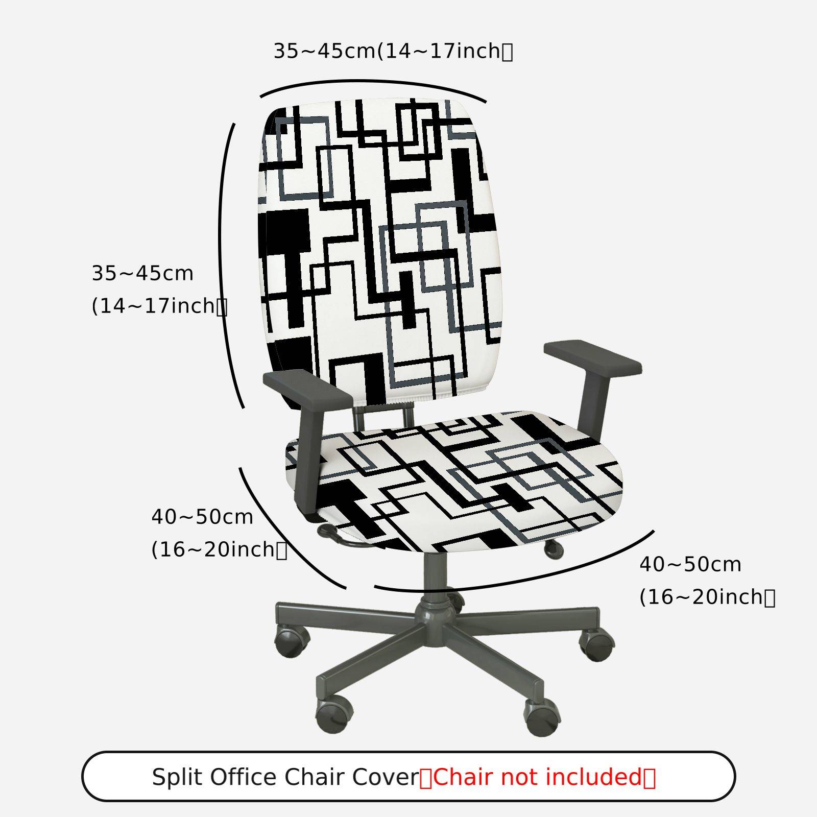 2-Piece Abstract Geometric Art Modern Stylish  Computer Chair Cover Set, Seat and Backrest