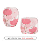 2-Piece Pink Flower Rabbit Cute Spring  Computer Chair Cover Set, Seat and Backrest