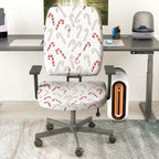 2-Piece Christmas Candy Cane Festive Holiday Printed  Computer Chair Cover Set, Seat and Backrest