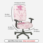 2-Piece Floral Pink Leaf Flower Pattern  Computer Chair Cover Set, Seat and Backrest