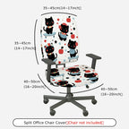 2-Piece Cute Cat Apple Heart Star  Computer Chair Cover Set, Seat and Backrest