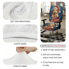 2-Piece Seasonal Puppy Christmas Dog Santa Happy Holidays  Computer Chair Cover Set, Seat and Backrest