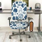 2-Piece Christmas Reindeer Clock Gift Tree Stocking  Computer Chair Cover Set, Seat and Backrest