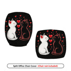 2-Piece Romantic Cats Love Hearts Valentine  Computer Chair Cover Set, Seat and Backrest