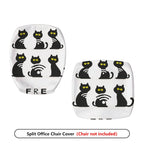 2-Piece Black cat pattern Halloween  Computer Chair Cover Set, Seat and Backrest