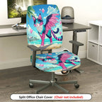 2-Piece Fantasy Cat Beach Wing Vibrant Diamond  Computer Chair Cover Set, Seat and Backrest