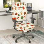 2-Piece Christmas Deer Santa Gift Snowflake  Computer Chair Cover Set, Seat and Backrest