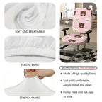 2-Piece Cute Bear Pink Fun Sweet Home  Computer Chair Cover Set, Seat and Backrest