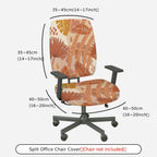 2-Piece Abstract Leaves Nature Art Pattern  Computer Chair Cover Set, Seat and Backrest