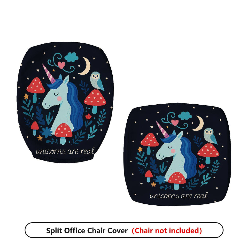 2-Piece Unicorn Fantasy Cute Decorative Colorful  Computer Chair Cover Set, Seat and Backrest