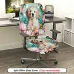 2-Piece Floral Dog Pattern Colorful Cute Relaxing  Computer Chair Cover Set, Seat and Backrest