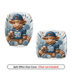 2-Piece Football Buffalo Flowers Sports Animal  Computer Chair Cover Set, Seat and Backrest