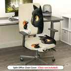 2-Piece Cat Mouse Fun Cute Animal  Computer Chair Cover Set, Seat and Backrest
