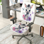 2-Piece Zebra Flower Butterfly Cute  Computer Chair Cover Set, Seat and Backrest