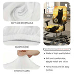 2-Piece Black Cat Dandelion Sunset Art Stylish  Computer Chair Cover Set, Seat and Backrest