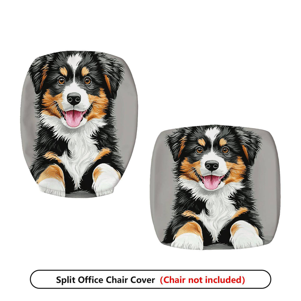 2-Piece Dog Puppy Pet Animal Cute Funny  Computer Chair Cover Set, Seat and Backrest