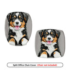 2-Piece Dog Puppy Pet Animal Cute Funny  Computer Chair Cover Set, Seat and Backrest
