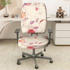 2-Piece Floral Pattern Rose Pink Purple Decorative  Computer Chair Cover Set, Seat and Backrest