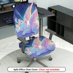 2-Piece Sky Cat Angel Wings Fantasy  Computer Chair Cover Set, Seat and Backrest