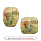 2-Piece Vintage Bicycle Flowers Landscape Country House  Computer Chair Cover Set, Seat and Backrest