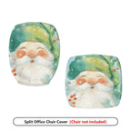 2-Piece Christmas Winter Santa Claus Snowflakes Festive Decorative  Computer Chair Cover Set, Seat and Backrest