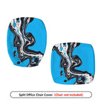 2-Piece Abstract Blue Artistic Modern Stylish  Computer Chair Cover Set, Seat and Backrest