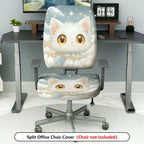 2-Piece Cute Cat Star Cloud Sky  Computer Chair Cover Set, Seat and Backrest