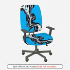 2-Piece Abstract Blue Artistic Modern Stylish  Computer Chair Cover Set, Seat and Backrest