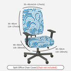 2-Piece Abstract Geometric Blue Wave Pattern  Computer Chair Cover Set, Seat and Backrest