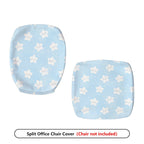 2-Piece Cute Star Pattern Blue Fun Cheerful Cozy  Computer Chair Cover Set, Seat and Backrest