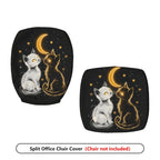 2-Piece Moonlight Cat Lovers Stars Hearts Cosmic  Computer Chair Cover Set, Seat and Backrest